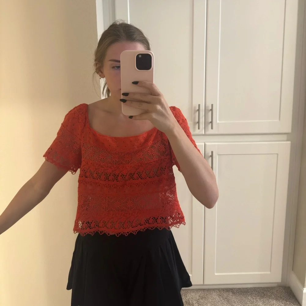 Orange Lace Free People Top - Picture 2 of 6